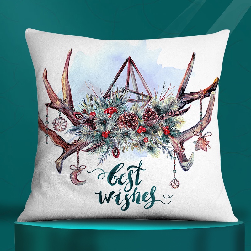 Vỏ gối vuông họa tiết giáng sinh trang trí nội thất kích thước 45cmx45cm