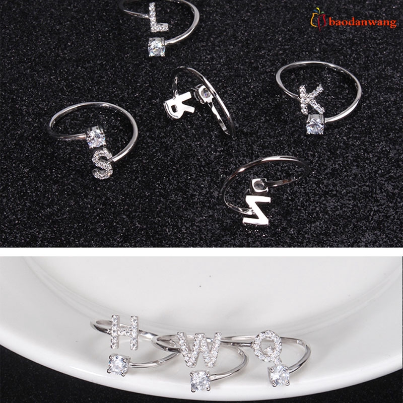 Nhẫn đeo tay với kích cỡ tùy chỉnh cùng họa tiết chữ cái tiếng Anh U/V/W/X/Y/Z tuỳ chọn quý phái cho nữ