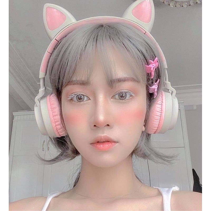 Tai Nghe Mèo Bluetooth P47M, Headphone Tai Mèo Có Đèn Led 7 Màu Kèm Mic, Âm Bass Mạnh Mẽ, Chụp Tai Chống Ồn