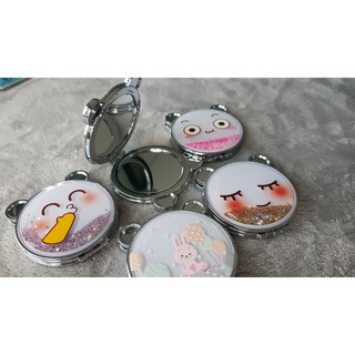 [TẶNG THUN CỘT TÓC] Gương Soi Gấp 2 Mặt 3D Kim Sa Trong Nước Inox Cao Cấp Hình Tròn Siêu Bền Cầm Vừa Tay