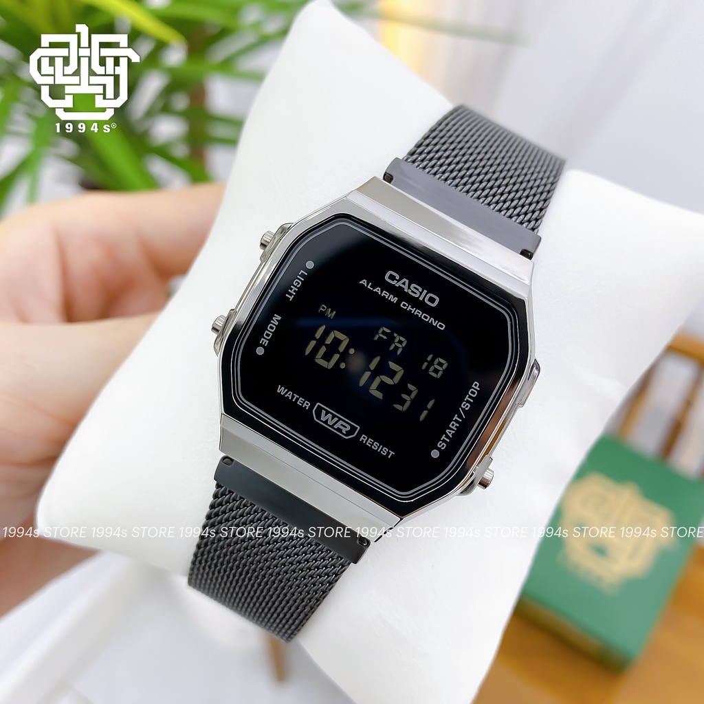 Đồng hồ unisex Casio A168WEMB-1B dây thép không gỉ, chống nước 50m, hàng chính hãng