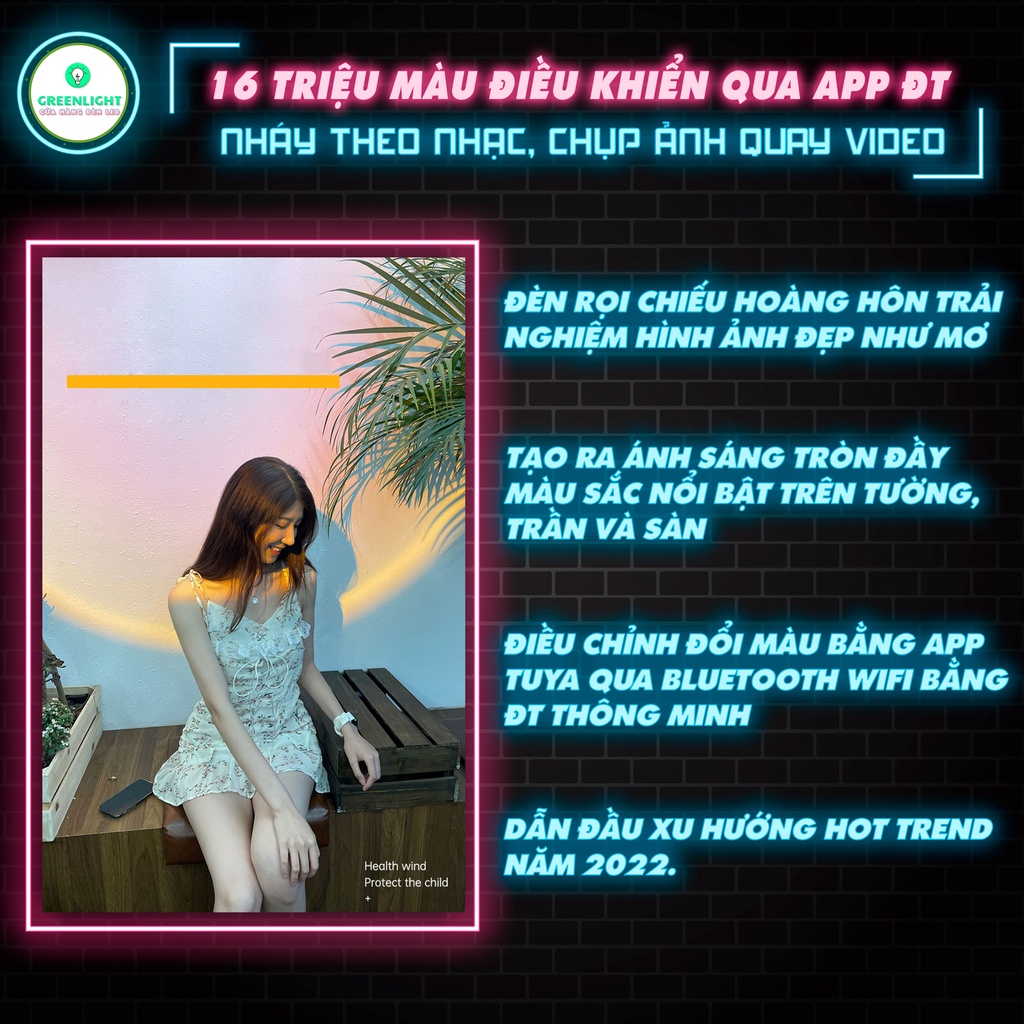 Đèn Hoàng Hôn TIKTOK 16 TRIỆU MÀU Điều Khiển APP ĐT+REMOTE đèn LED Sunset trang trí chụp ảnh quay video livestream