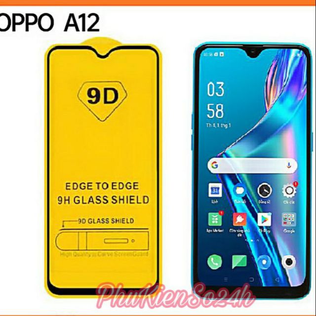 Kính cường lực full màn hình 9D cho Oppo A12
