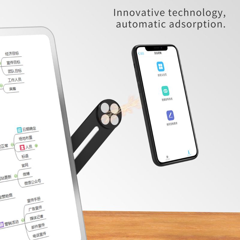 Giá đỡ điện thoại hít nam châm có thể điều chỉnh gắn bên hông màn hình máy tính laptop