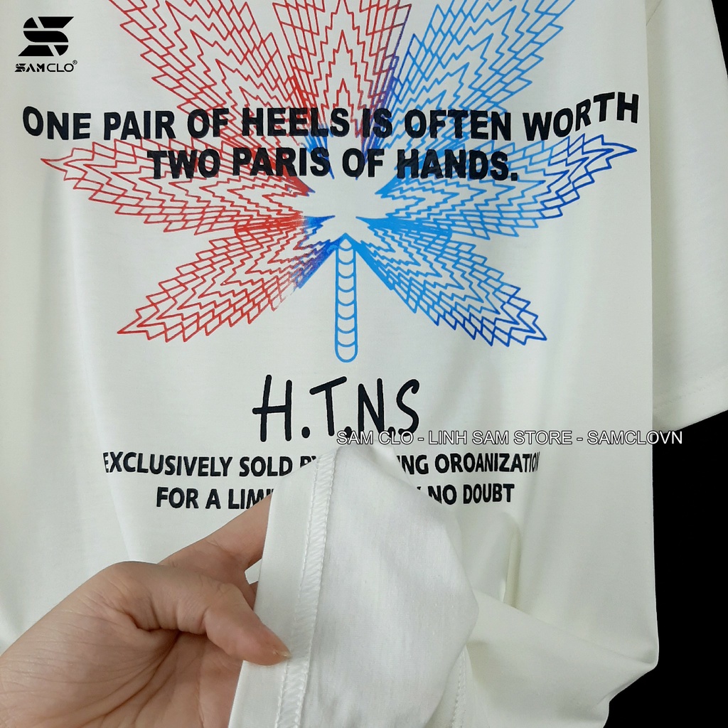Áo thun nam nữ tay lỡ SAM CLO form rộng Unisex, mặc cặp, nhóm CHIẾC LÁ - 80% COTTON
