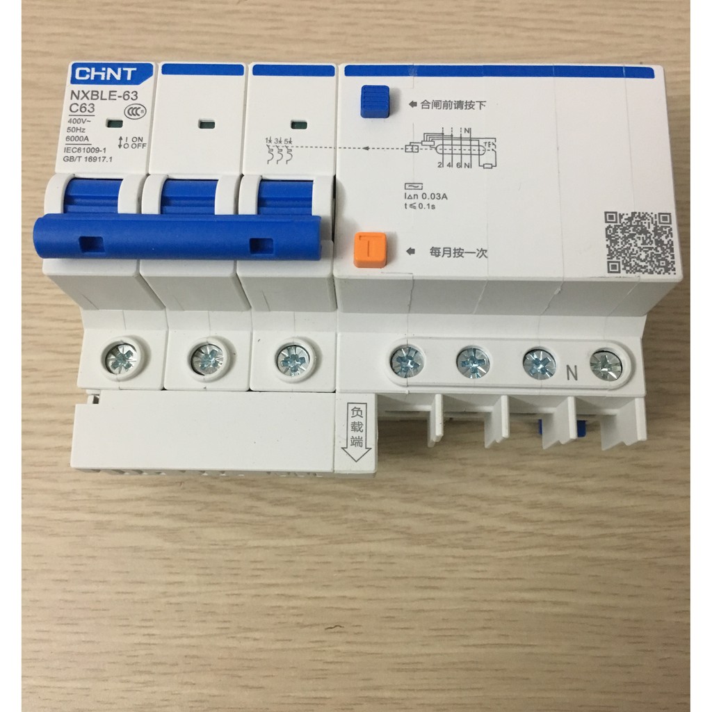 Attomat RCBO chint 3P+N 63A NXBLE-63