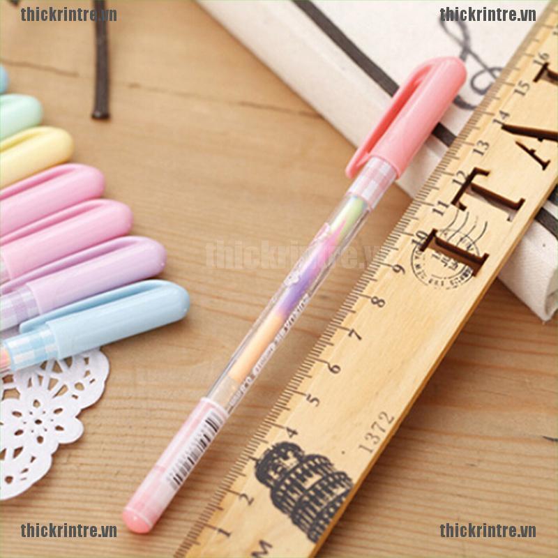 <Hot~new>2pc Cute Highlighter Pen Marker Stationary Point Pen Ballpen 6 Color