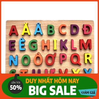 [XẢ HÀNG] Bảng Ghép Chữ Cái Tiếng Việt In Hoa In Thường ,Bảng Ghép Số Nổi Bằng Gỗ Cho Bé Hàng Đẹp Chắc Chắn