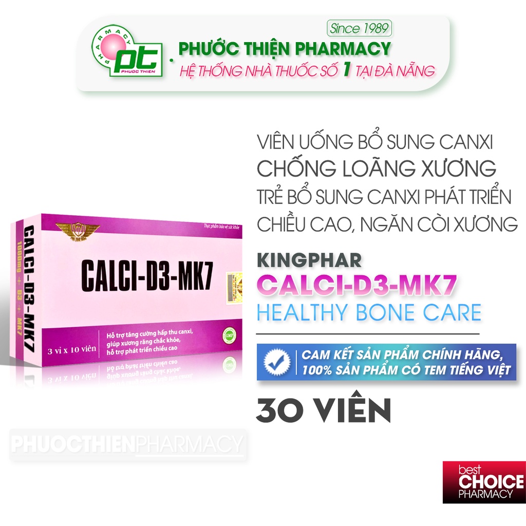 Viên Uống Bổ Sung Canxi Calci-D3-Mk7 Herbitech Hộp 30 Viên