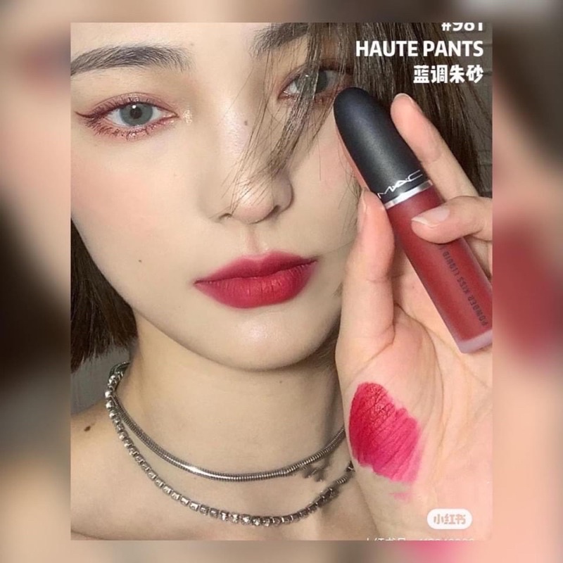 Son Kem MAC Powder Kiss Liquid Lipcolour 981 Haute Pants Đỏ Anh Đào