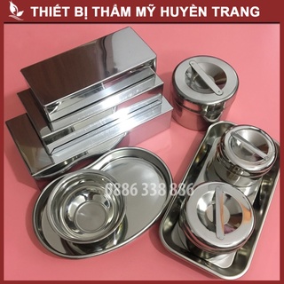 Bộ Đựng Dụng Cụ Spa, Dụng Cụ Y Tế: Bát Inox, Khay Inox, Khay Hạt Đậu, Hộp Inox Có Nắp, Panh Y Tế, Trụ Cắm Panh...