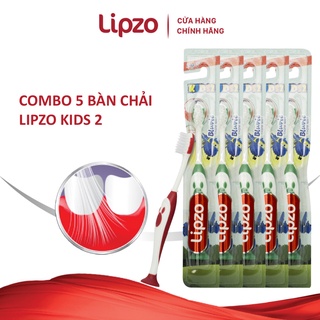 Combo 5 Bàn Chải Đánh Răng Lipzo Kids2 Hình Thú Ngộ Nghĩnh Lông Chỉ Tơ Nha Khoa Siêu Mảnh Kháng Khuẩn Cho Bé Trên 5 Tuổi