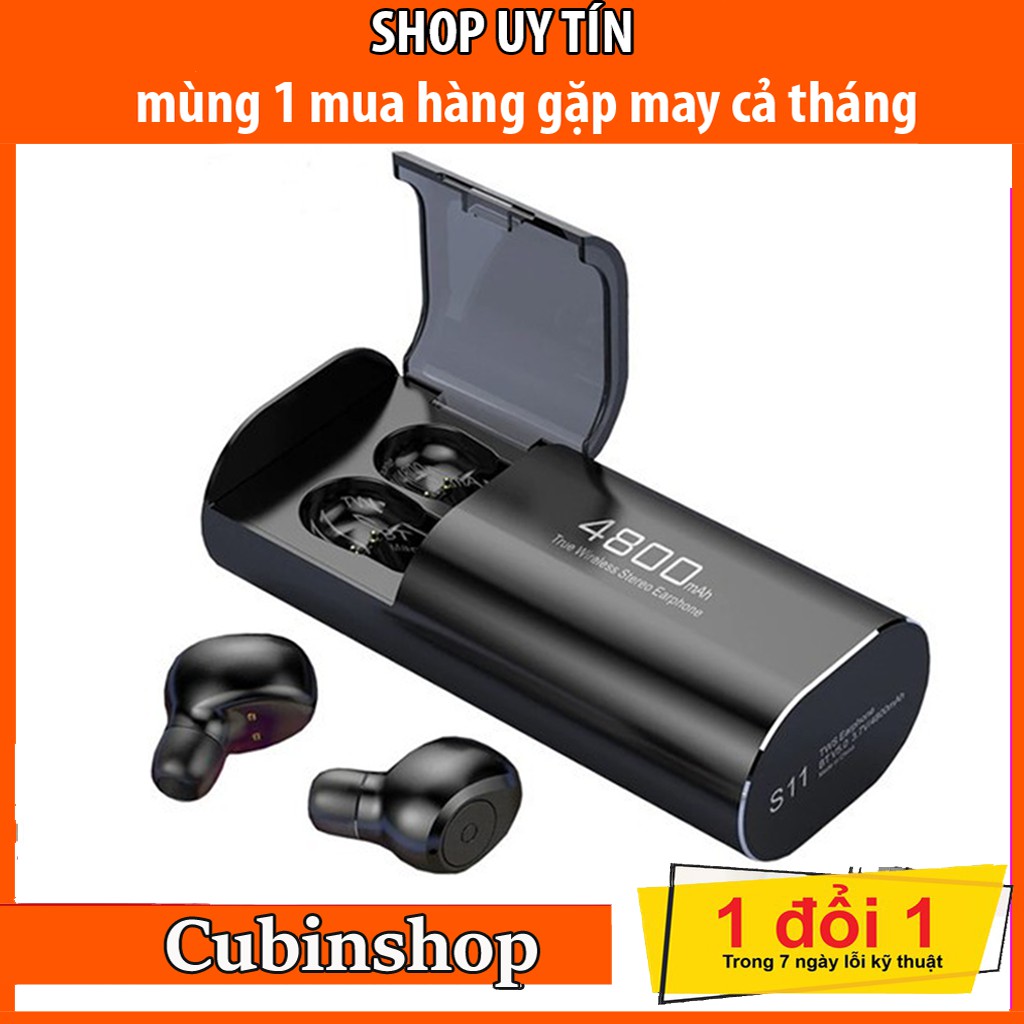 Tai nghe bluetooth S11 💝 cao cấp chống nước kiêm đốc sạc 4800mah làm sạc dự phòng tự động ghép nối