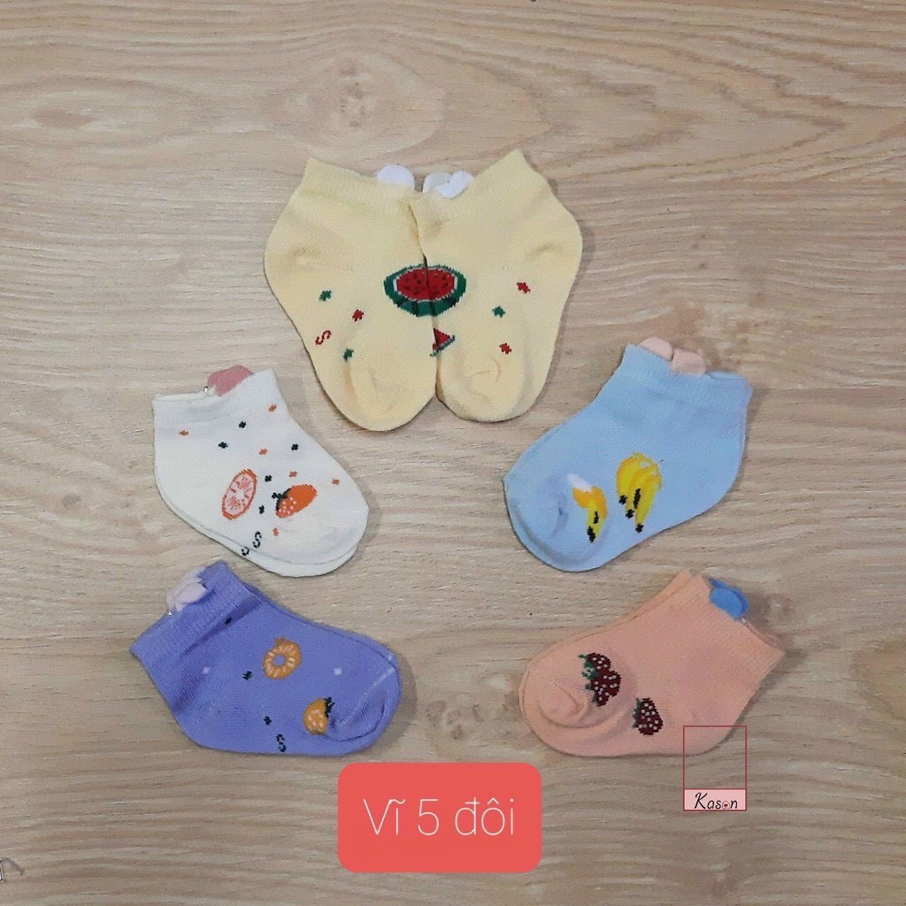 Vớ Cho Bé Sơ Sinh Họa Tiết Trái Cây Từ 0-3 Tháng