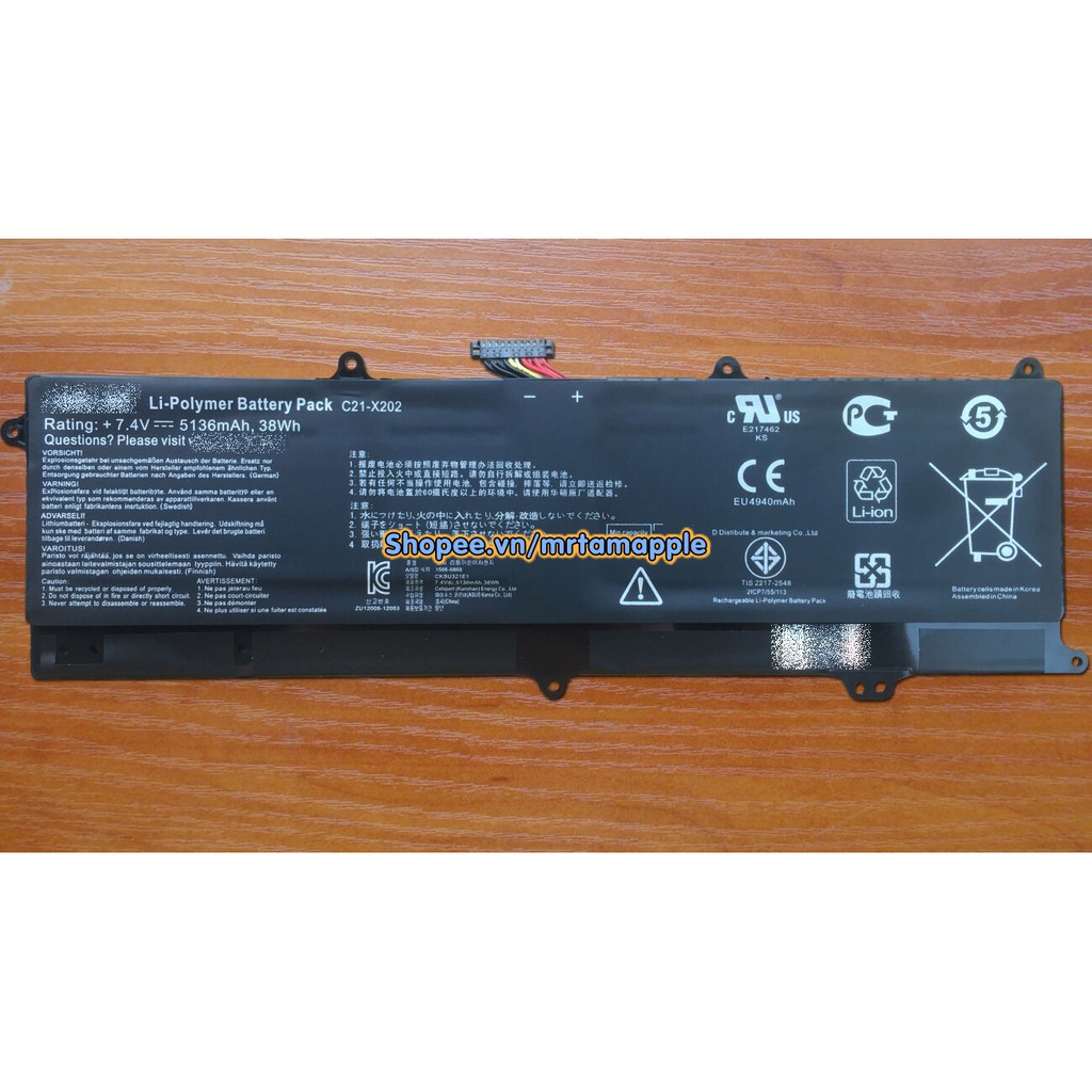 (BATTERY) PIN LAPTOP ASUS X201 C21-X202 (ZIN) - 6 CELL - VivoBook C21-X202 X201E X202E S200 S200E S200E-CT243H