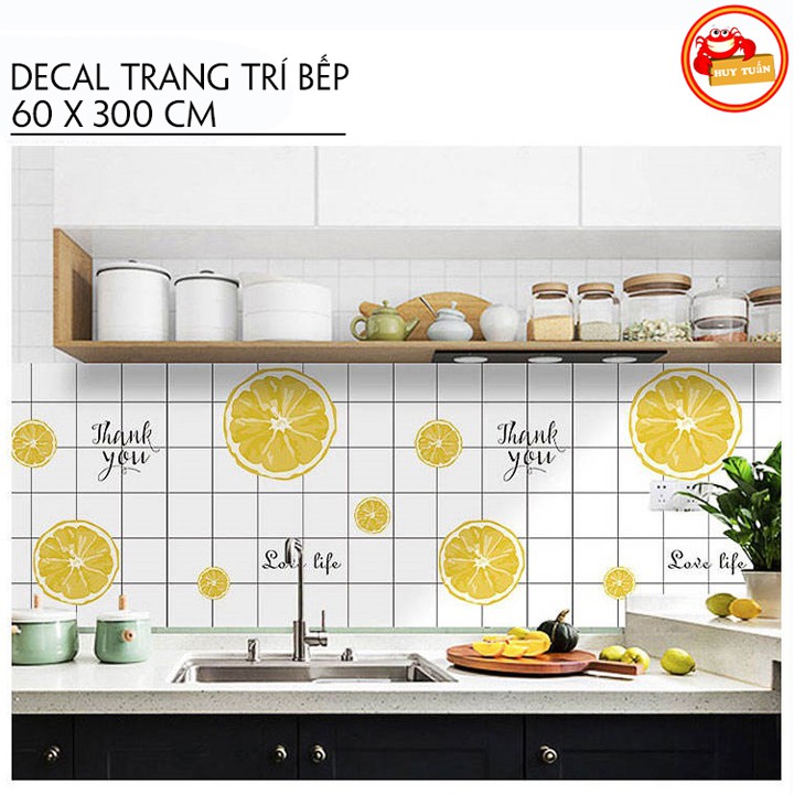 Decal dán tường trang trí bếp khổ 60x300cm họa tiết giao ngẫu nhiên (DB1m8)