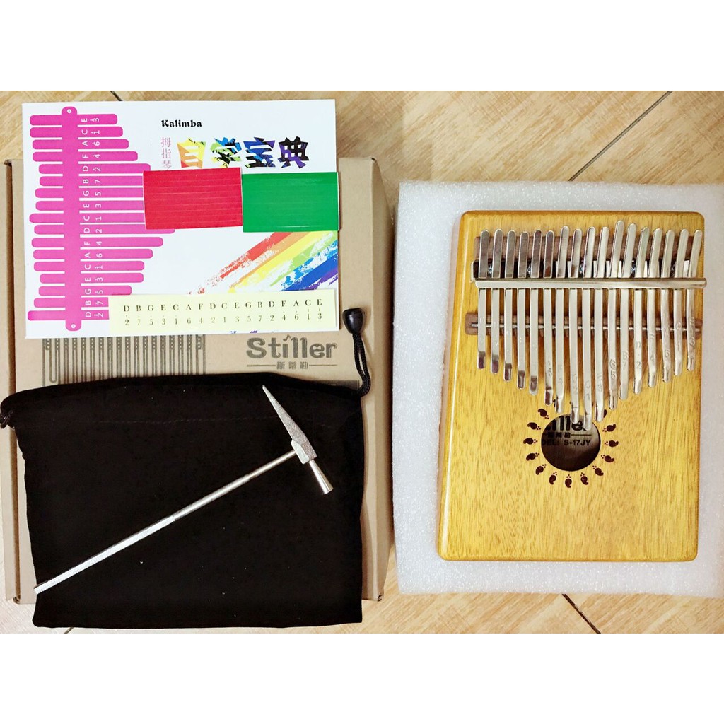 Đàn Kalimba Woim gỗ Mahogany nguyên tấm mẫu mặt trời 17 phím - Thumb Piano 17 keys