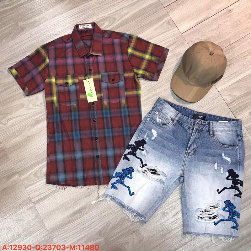 Sơ mi kẻ rách gấu nam nữ, áo sơ mi nam kẻ loang | BigBuy360 - bigbuy360.vn