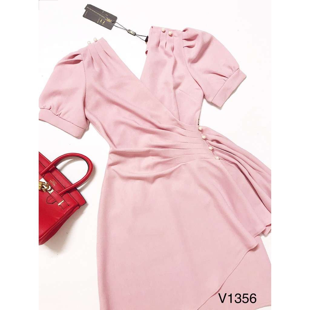 Váy suông hồng nhún eo V1356 - Đẹp Shop DVC - Kèm ảnh thật trải sàn do shop tự chụp | BigBuy360 - bigbuy360.vn