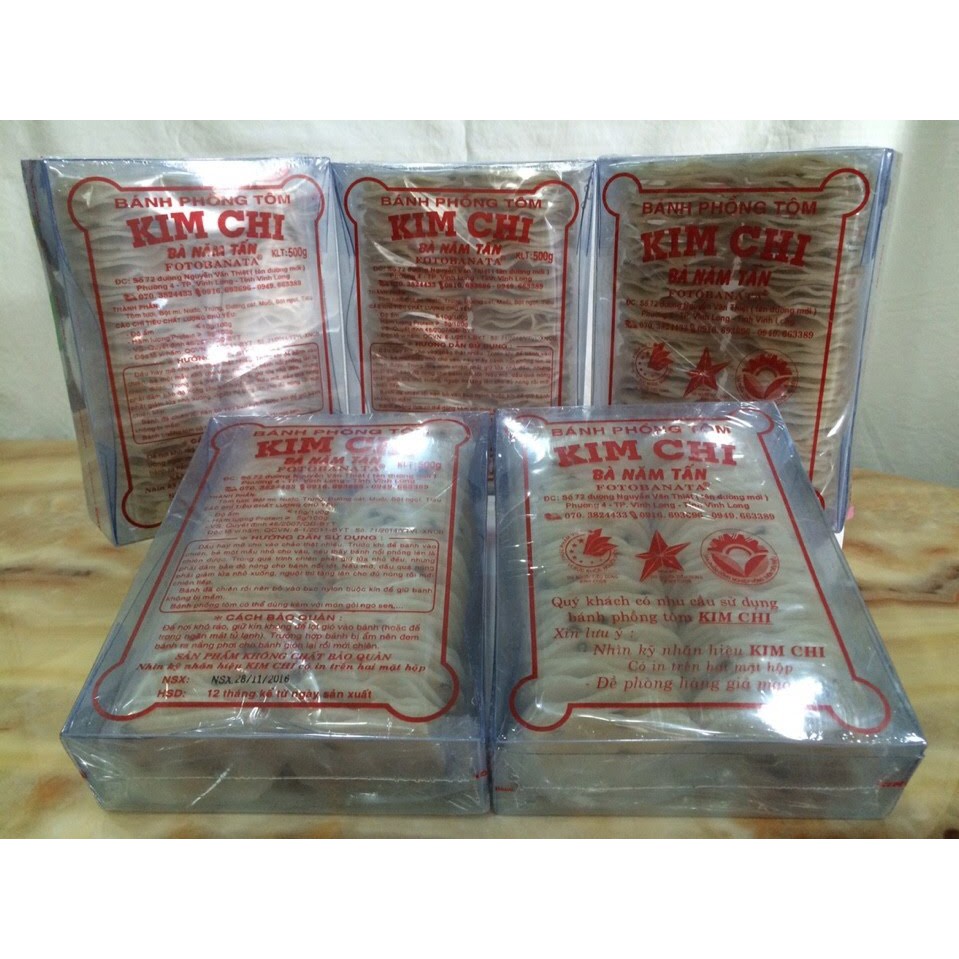 Bánh phồng tôm cao cấp Kim Chi Bà Năm Tấn FOTOBANATA đặc sản Vĩnh Long (bánh luôn mới) - Hộp 500g