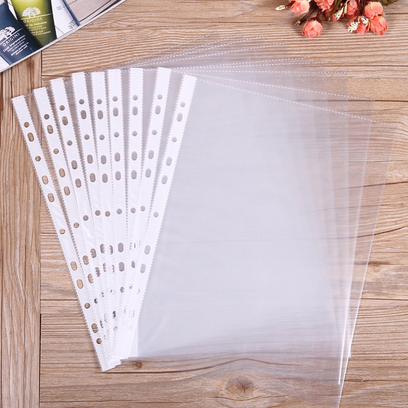 Sơ Mi Lỗ A4 - Túi 11 lỗ lưu trữ tài liệu trong suốt, 0.035mm, 100 cái/ tập 24030/24050/24060
