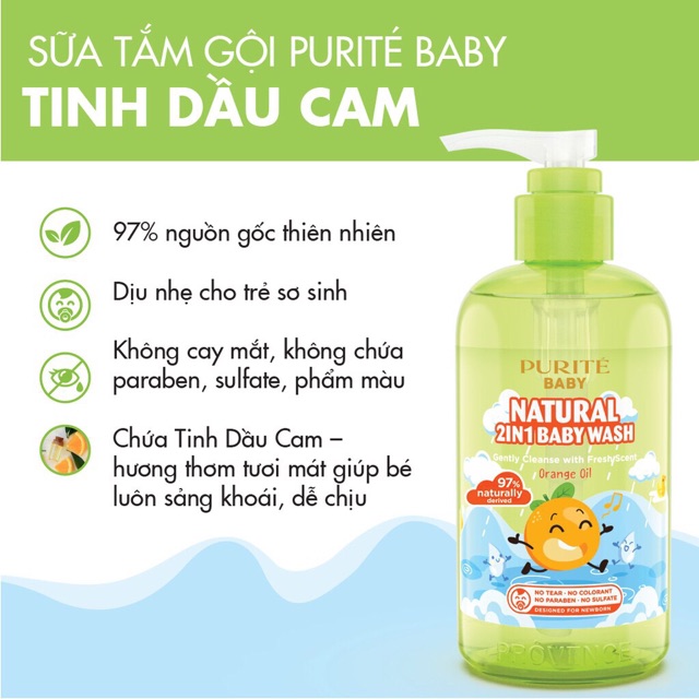 Sữa Tắm Gội Purité Baby Natural 2in1