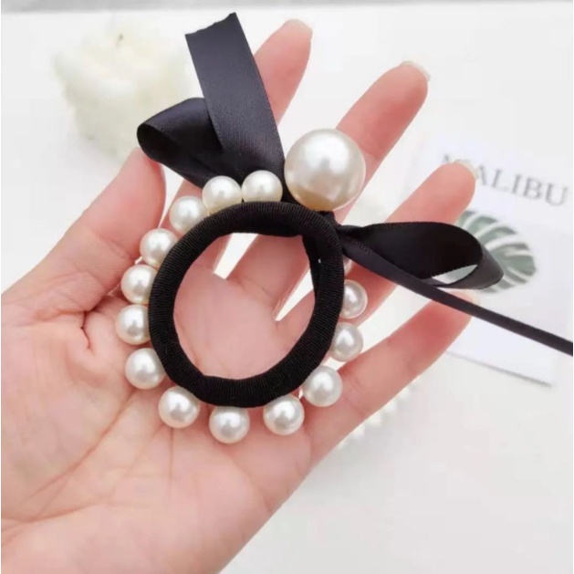 Dây buộc tóc đính ngọc  trai nhân tạo nhiều họa tiết   Clovershop68