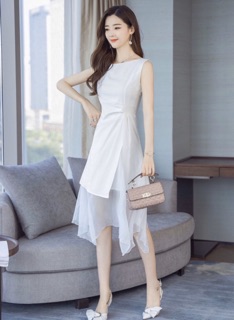 Đầm trắng phối voan (kèm hình thật)