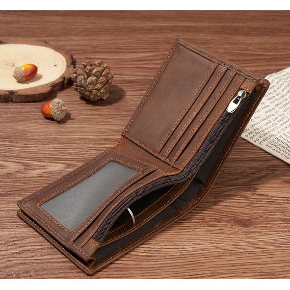 Bóp ví nam handmade da bò sáp ngựa điên - đồ da kingshop