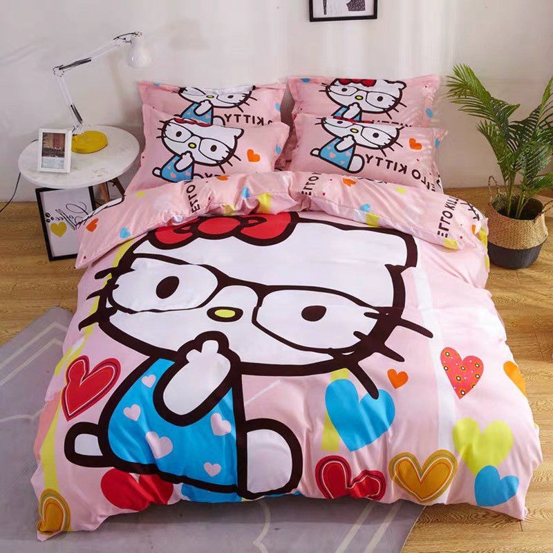 [GIÁ SỐC] Bộ chăn ga gối 4 món Hello Kitty, Công chúa 100% Cotton Tina cao cấp – video thật - Hàng xuất khẩu