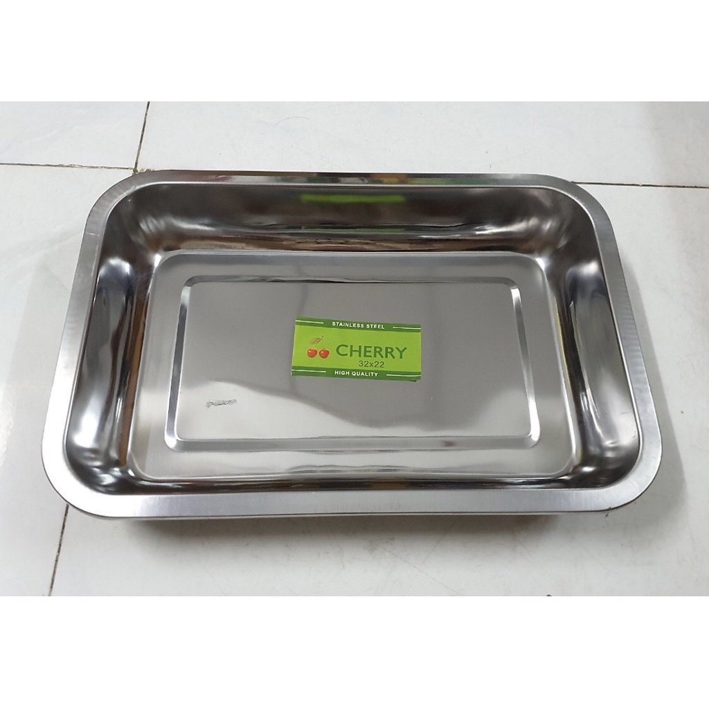 Khay inox chữ nhật nhiều size - mâm inox chữ nhật sâu đủ size loại tốt