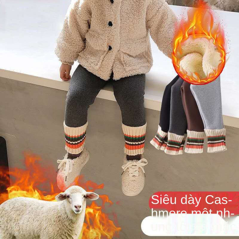 Quần legging dài vải lông cừu dày thời trang thu đông xinh xắn cho bé gái