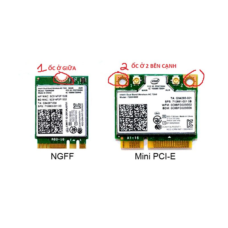 Card wifi cho laptop Broadcom BCM94352Z - DW1560 băng tần kép (Hackintosh M.2/NGFF-2230)