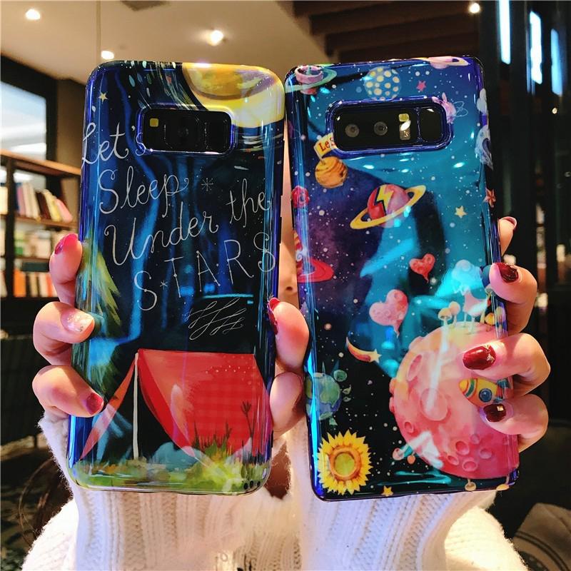 Ốp điện thoại thời trang in hình về mặt trăng và vũ trụ nhiều kiểu đẹp mắt cho Samsung Galaxy S8 S8+ S9 S9+ Note 8