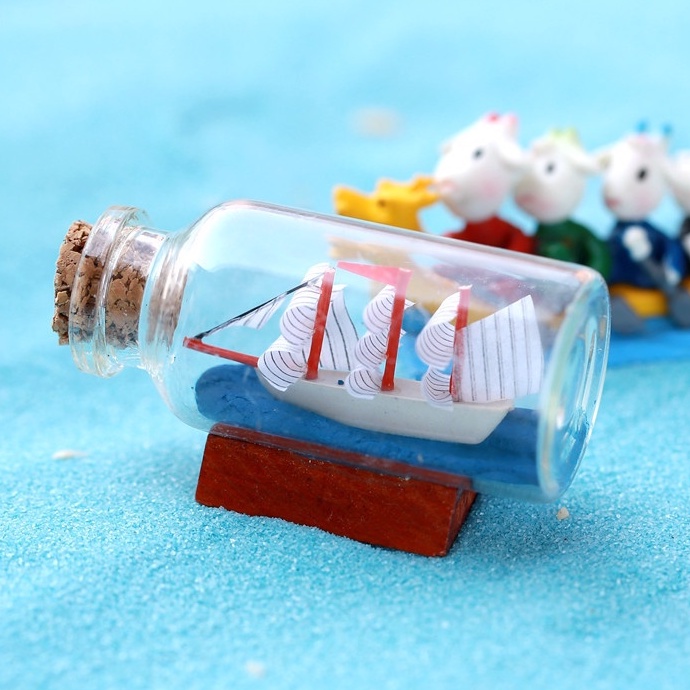 Mô hình thuyền trong chai trang trí tiểu cảnh/terrarium