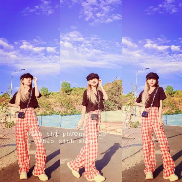 Hottrend quần ống rộng caro siêu đẹp