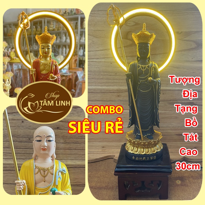 Hào Quang Và Tượng Địa Tạng Bồ Tát cao 30cm Nhiều Màu