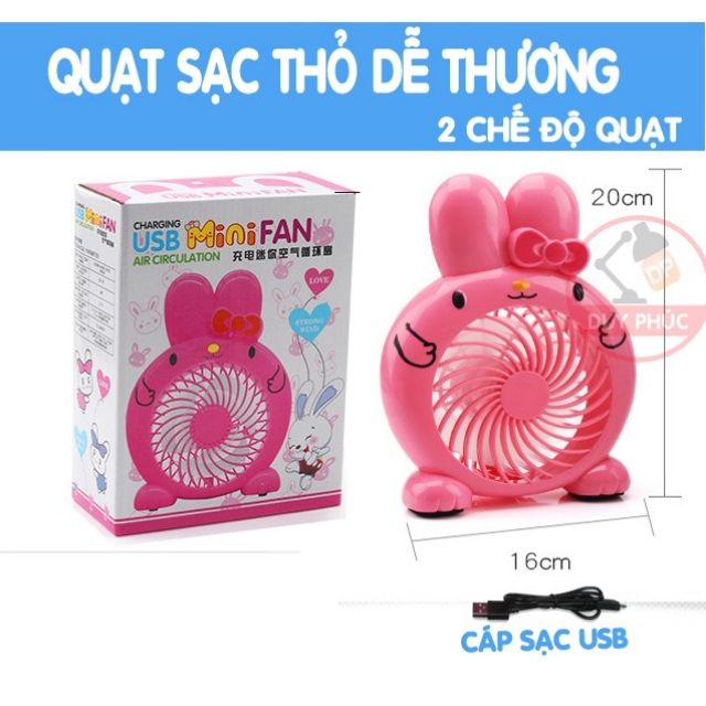 [Mã ELHA22 giảm 5% đơn 300K] Quạt Sạc Hình Thỏ Dễ Thương