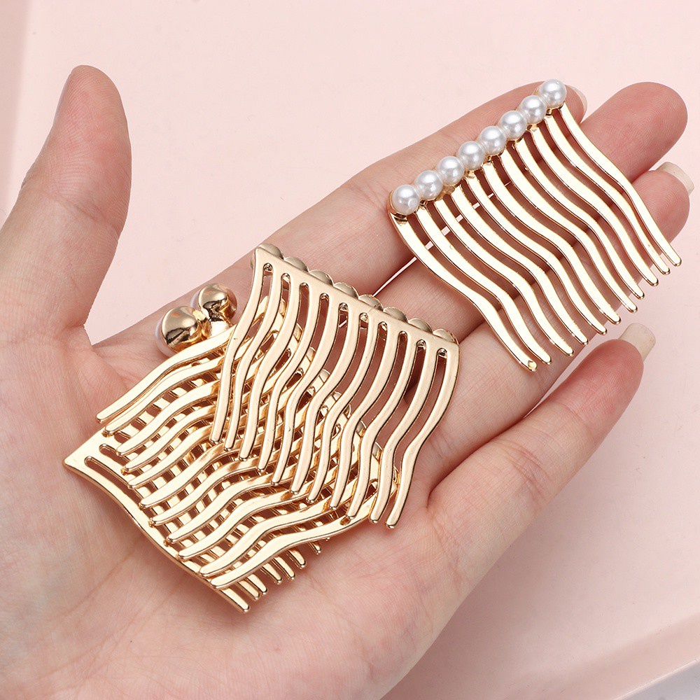 (Hàng Mới Về) Lược Cài Tóc Bằng Hợp Kim Đính Ngọc Trai Thời Trang Dành Cho Nữ Mihan1