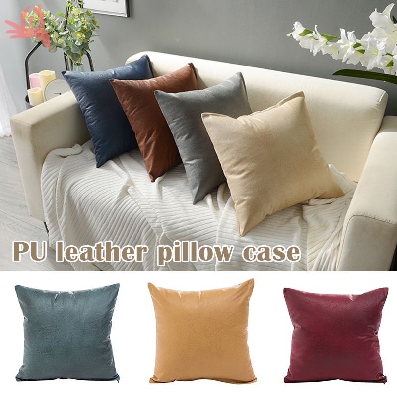 Vỏ bọc đệm ghế sofa hình vuông bằng da giả dày màu trơn hiện đại