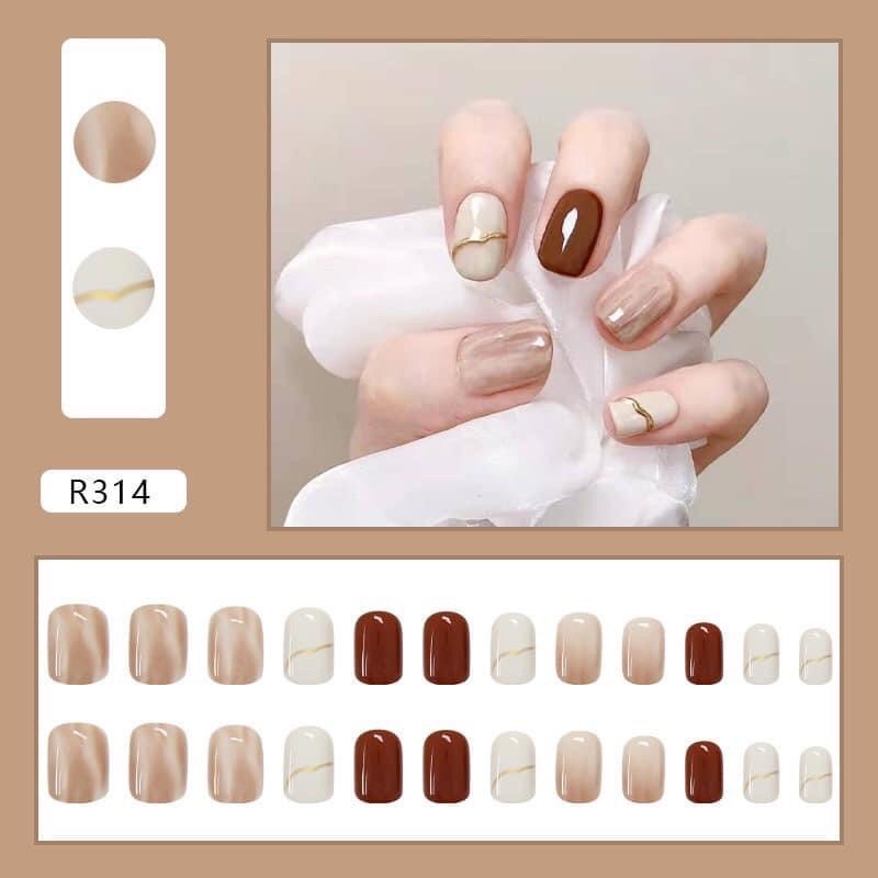 Set 24 Móng Tay Giả Trang Trí Nghệ Thuật Kèm Keo Tiện Dụng