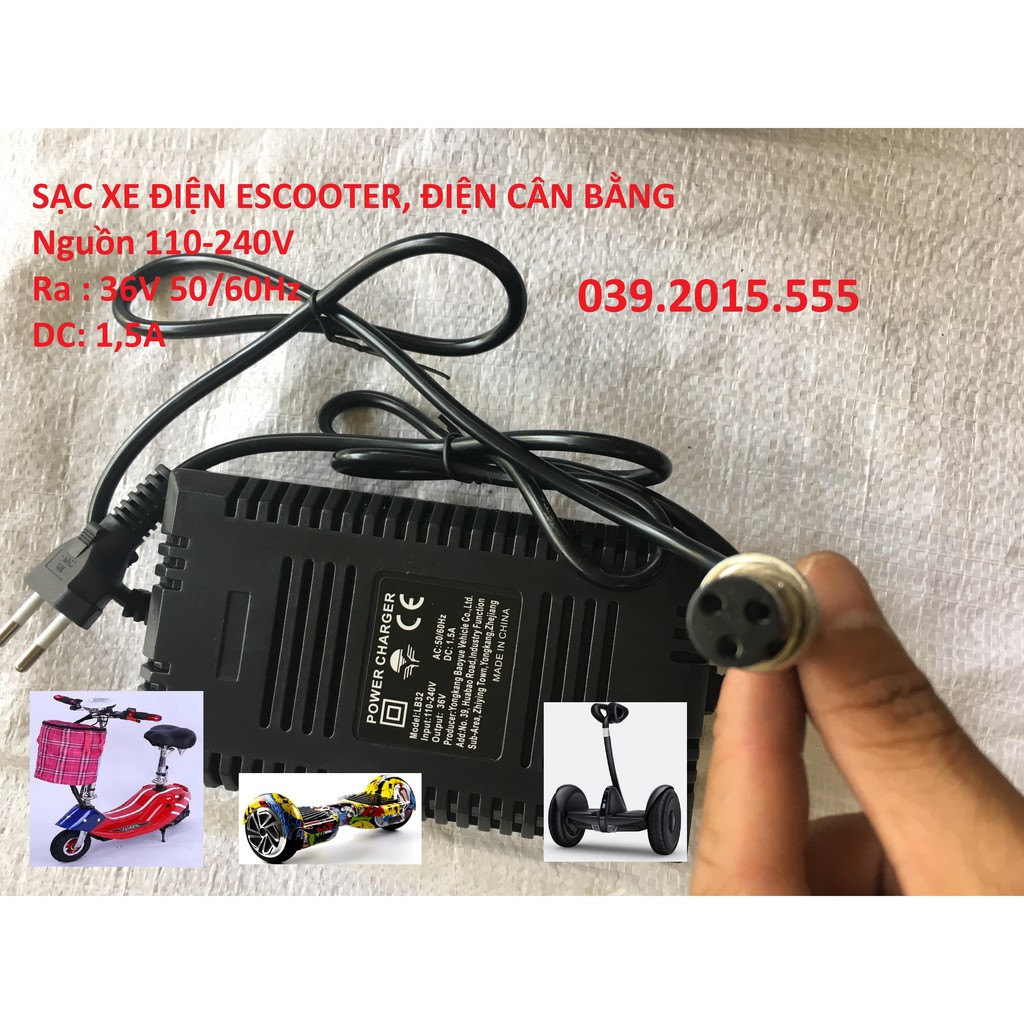 Sạc xe điện 36V xe điện escooter, xe moto, cào cào điện