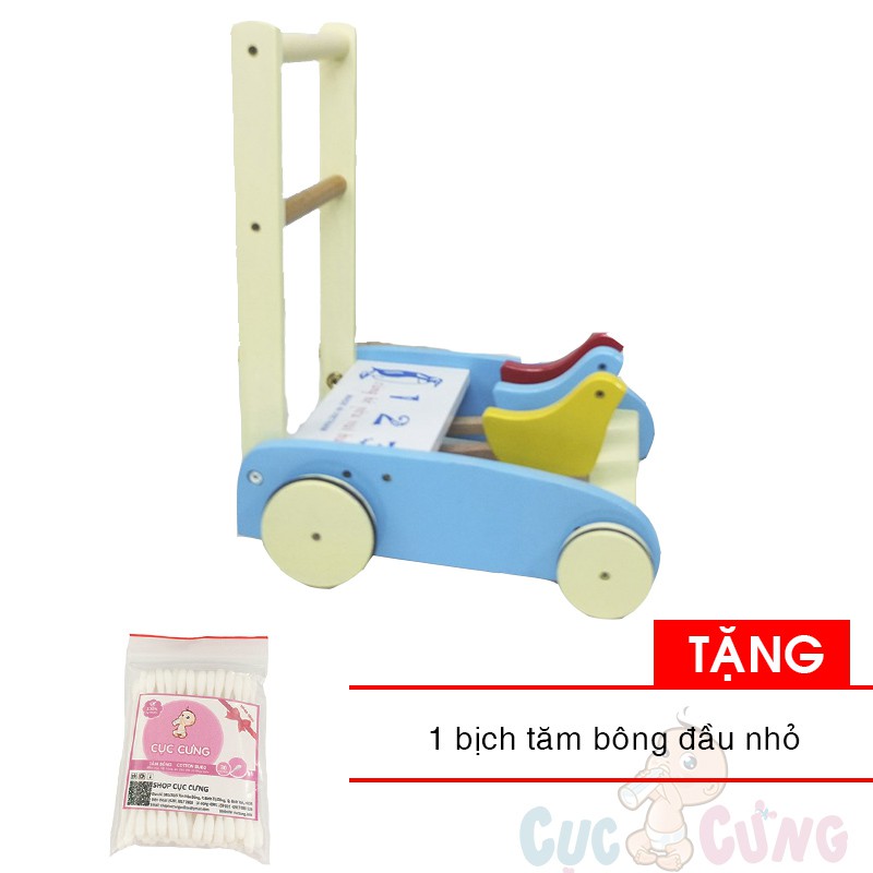 Xe tập đi bằng gỗ Song Son Tặng 1 tăm bông đầu nhỏ cho bé