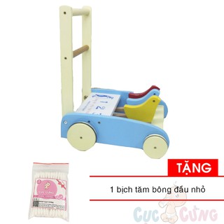 Xe tập đi bằng gỗ Song Son Tặng 1 tăm bông đầu nhỏ cho bé