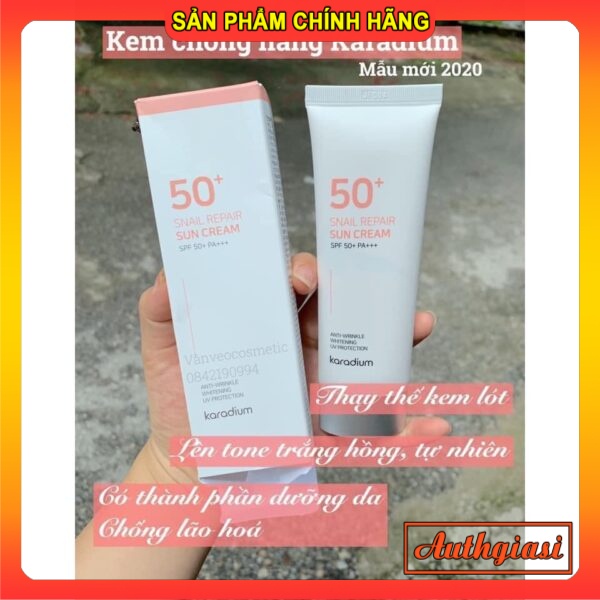 Kem chống nắng KARADIUM Sun Snail Repair Suncream Spf50+ PA+++ kcn lên tone trắng hồng đẹp