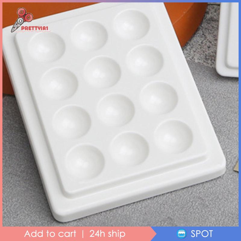 Bảng Pha Màu Nước Bằng Sứ 24 Ngăn Prettyia1 Kèm Nắp Đậy