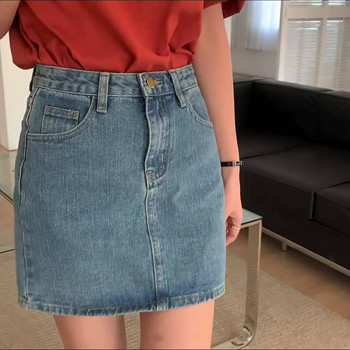 Chân váy Jean Denim Ngắn Lưng cao Form chữ A Phối túi Hàn Quốc Chân váy bò ngắn Cạp cao Thời trang | BigBuy360 - bigbuy360.vn
