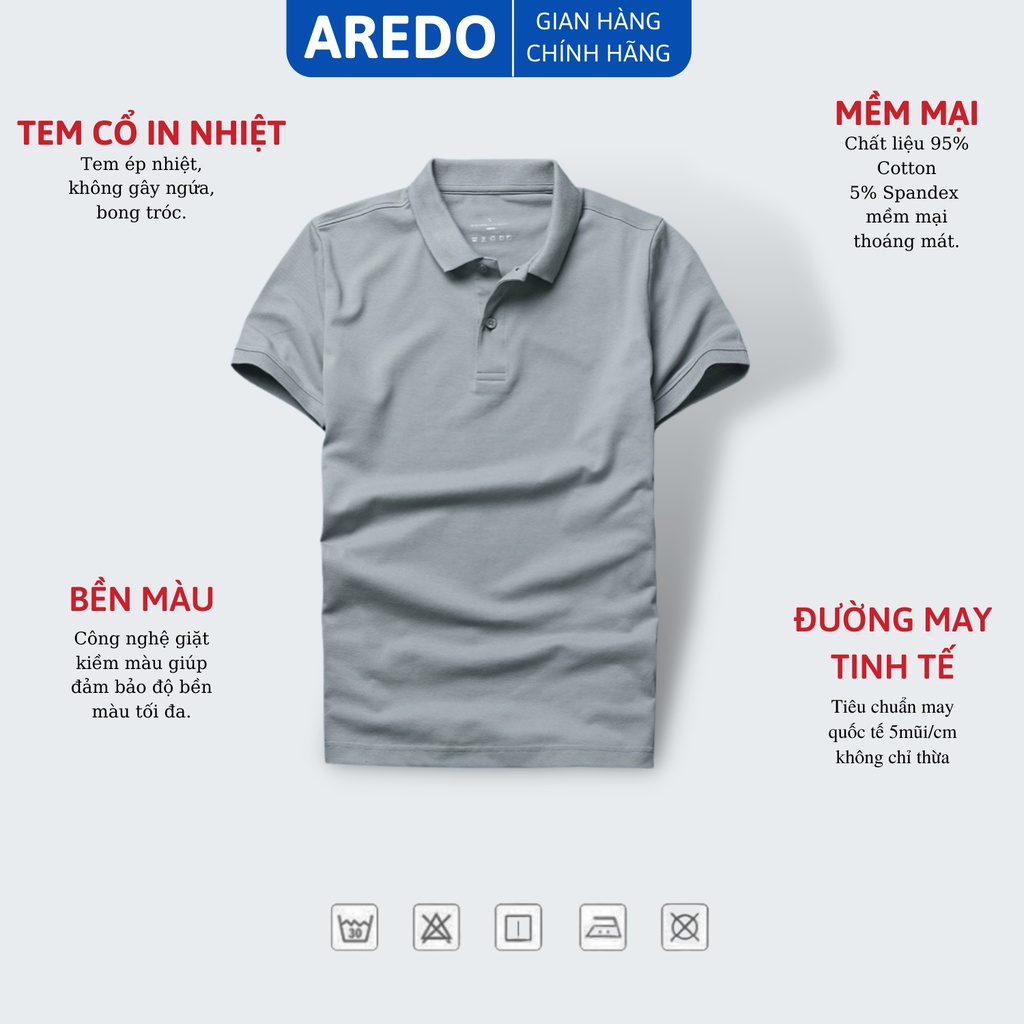 Áo thun nam Polo AREDO thiết kế vải cá sấu cotton cao cấp, áo ngắn tay form rộng giảm giá 50% POLOMAN 03