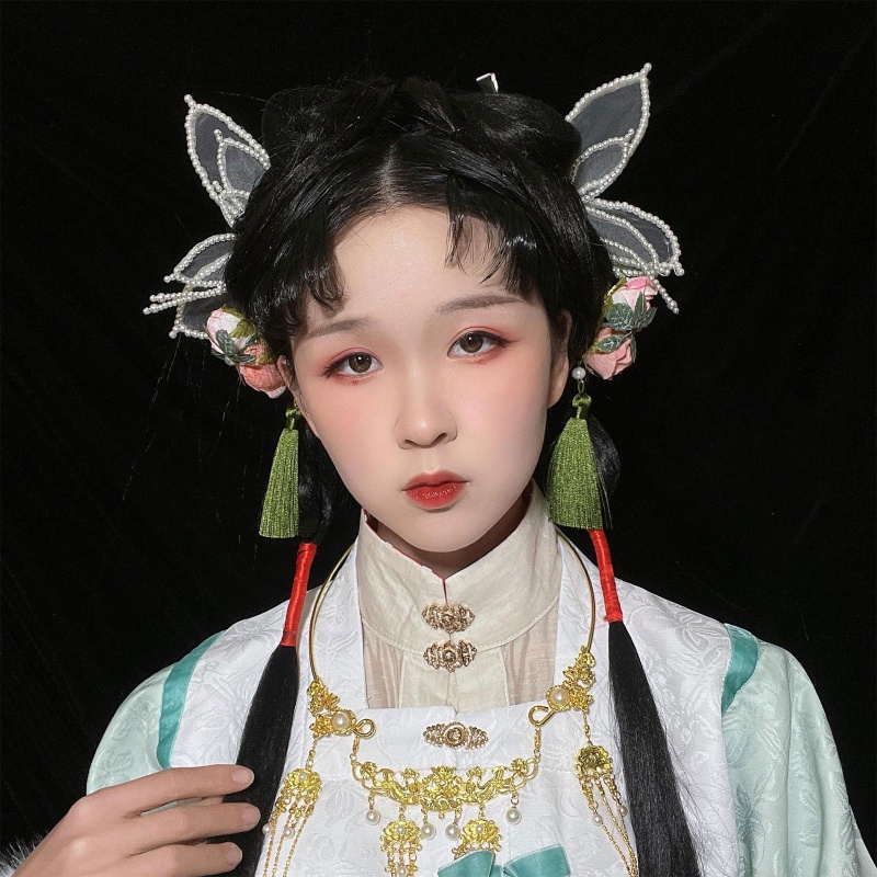 Kẹp Tóc Hình Cánh Bướm Đính Ngọc Trai Cho Chị Em Gái