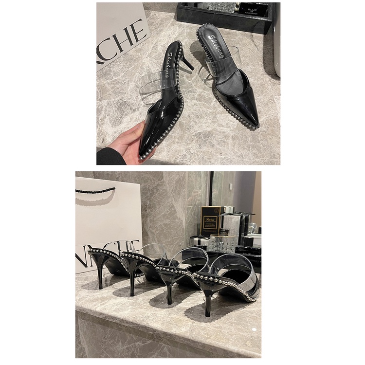 Giày Cao Gót Mũi Nhọn Thiết Kế Trong Suốt Quyến Rũ Thời Trang